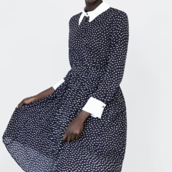 polka dot dress white collar